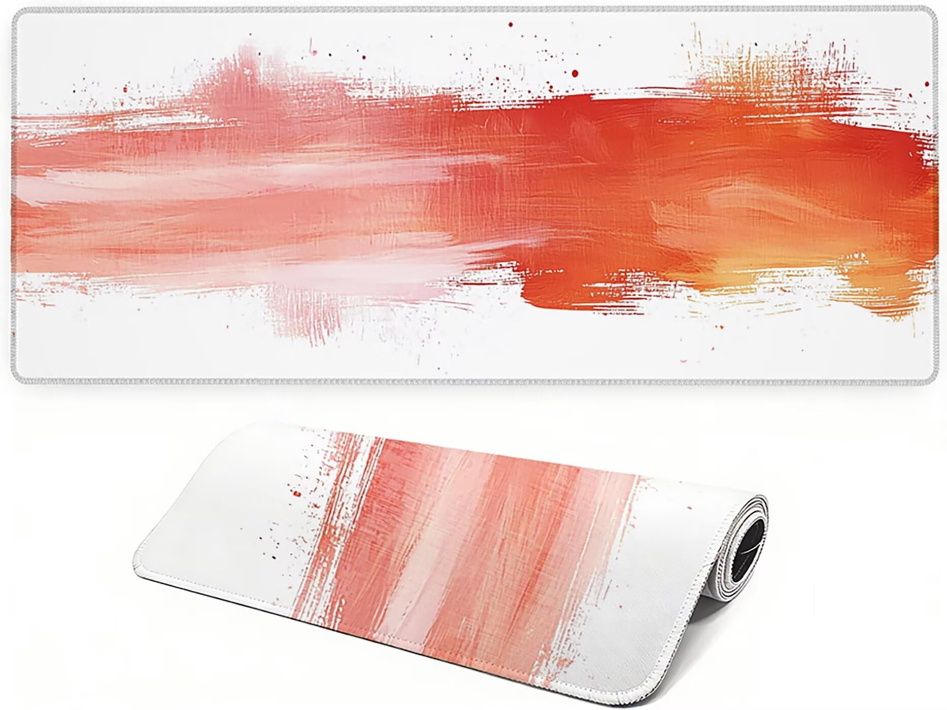 Lpfieonn Orange Farbe Großes Schreibtischunterlage, XXL Schreibtischunterlagen, Weiß XXL Wasserdicht Gaming Mousepad mit Vernähter Rand und Rutschfeste Gummibasis, für Hause/Büro 120x60cm PF-2869