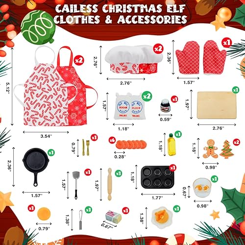Miniatura 2 de Accesorios de elfo de Navidad  28 accesorios de cocina para muñecas elfo, incluye traje de panadero, mini accesorios para hornear para casa de