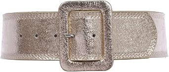 Beltiscool Womens 2 1/4" Wide High Waist Rectangular Stitch-edged Leather Belt