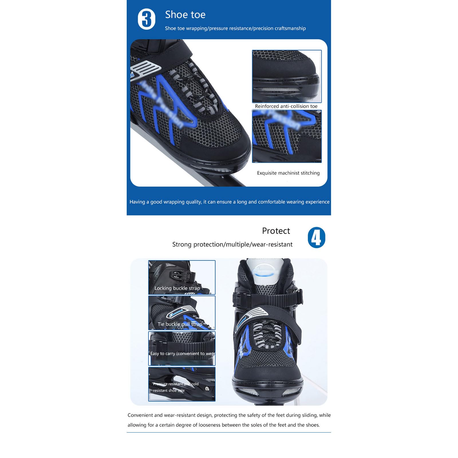 Patins de patinage réglables,Patins à Glace pour jeunes,Patins à Glace Mixte,système de laçage rapide et boucle push-lock,4 tailles réglables,chaleur et confort,pour débutants et avancés jusqu