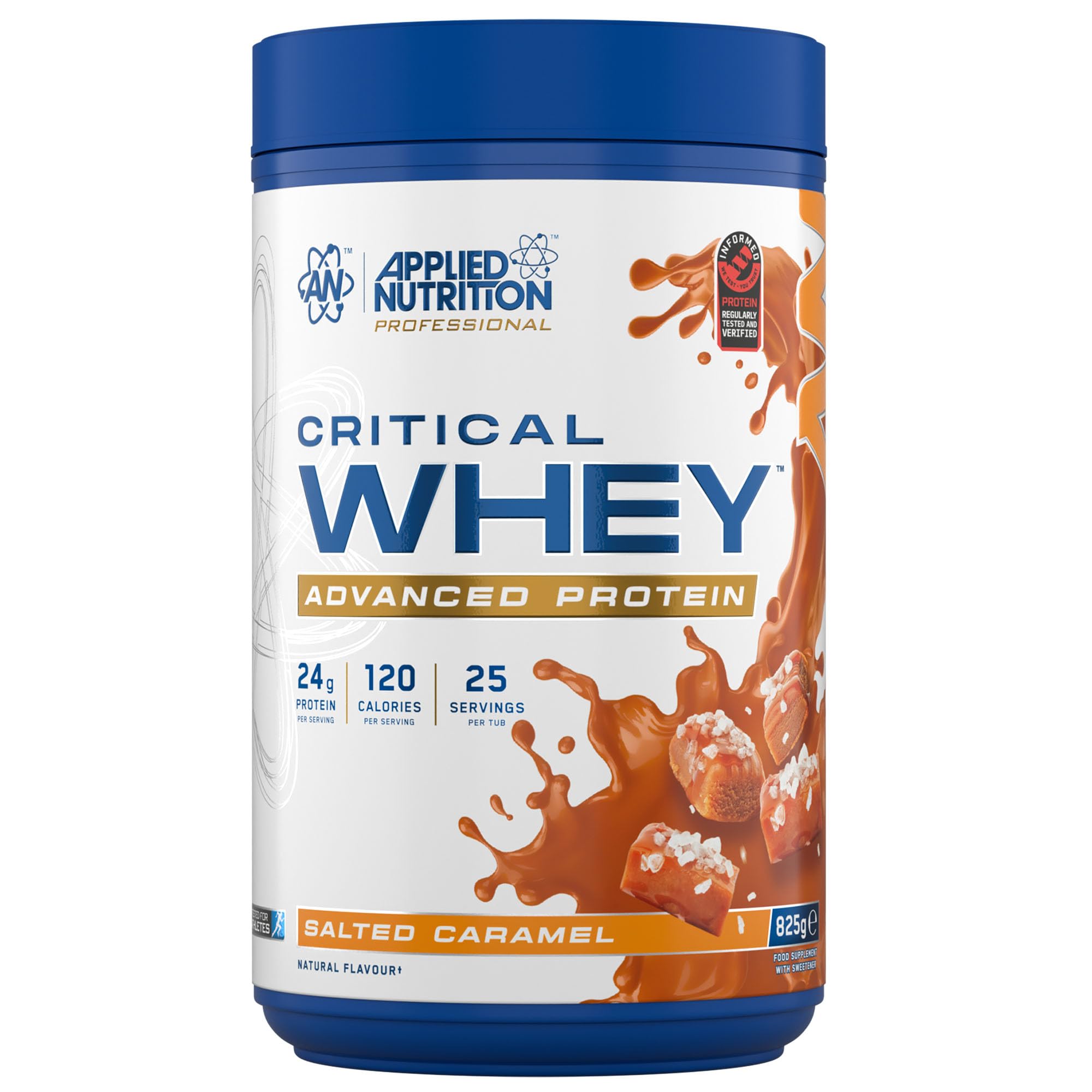 Applied Nutrition Critical Whey Protein Powder – 24g Protein per Serving, High Protein Powder, Protein Shake with BCAAs & Glutamine – Muscle Growth & Recovery (825g - 25 Servings) (Salted Caramel)