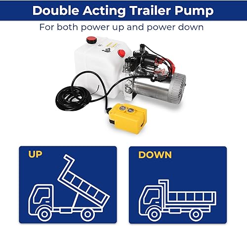 Miniatura 26 de Bomba hidráulica de 8 cuartos de galón 12V DC Unidad de potencia hidráulica de doble efecto con depósito de metal Bomba de energía hidráulica