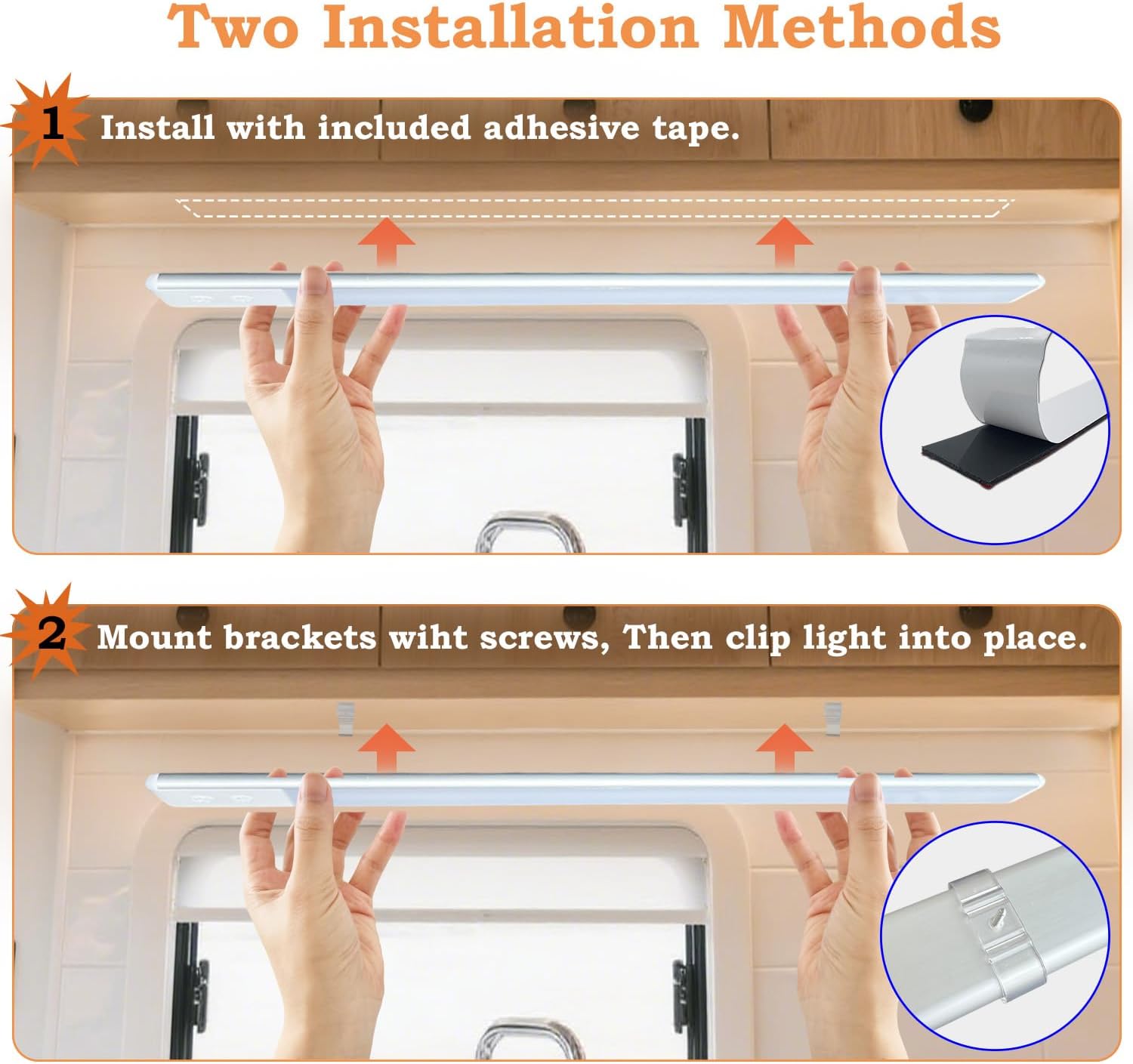 12V LED Interior Light Bar, 3 Color Dimmable Ceiling Light, 10W 1500LM RV Interior Light for Enclosed Cargo Trailer, Van, Truck, Camper, RV, 2 Pack