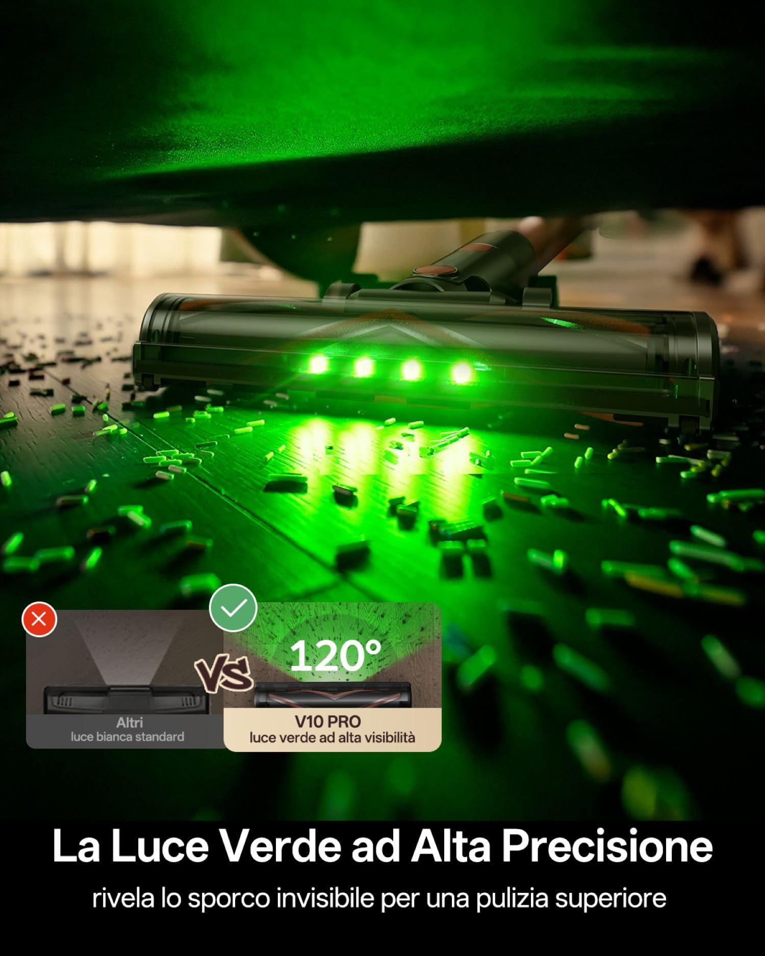 Vexilar Aspirapolvere Senza Fili Potente 45000Pa/ 45 Min, V10Pro Scopa Elettrica Senza Fili Antigroviglio,Ultraleggero,Aspirapolvere Senza Sacco per Pavimenti/Tappeti