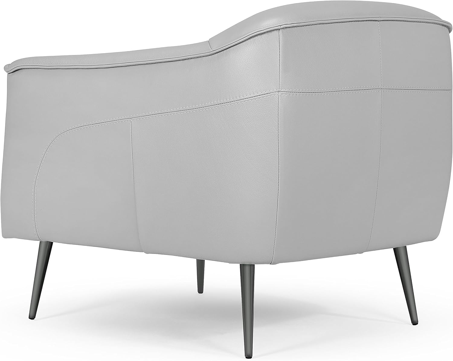 ZURI Renata Lounge Chair with Black Steel Legs and Top Grain Leather - Silver Grey
