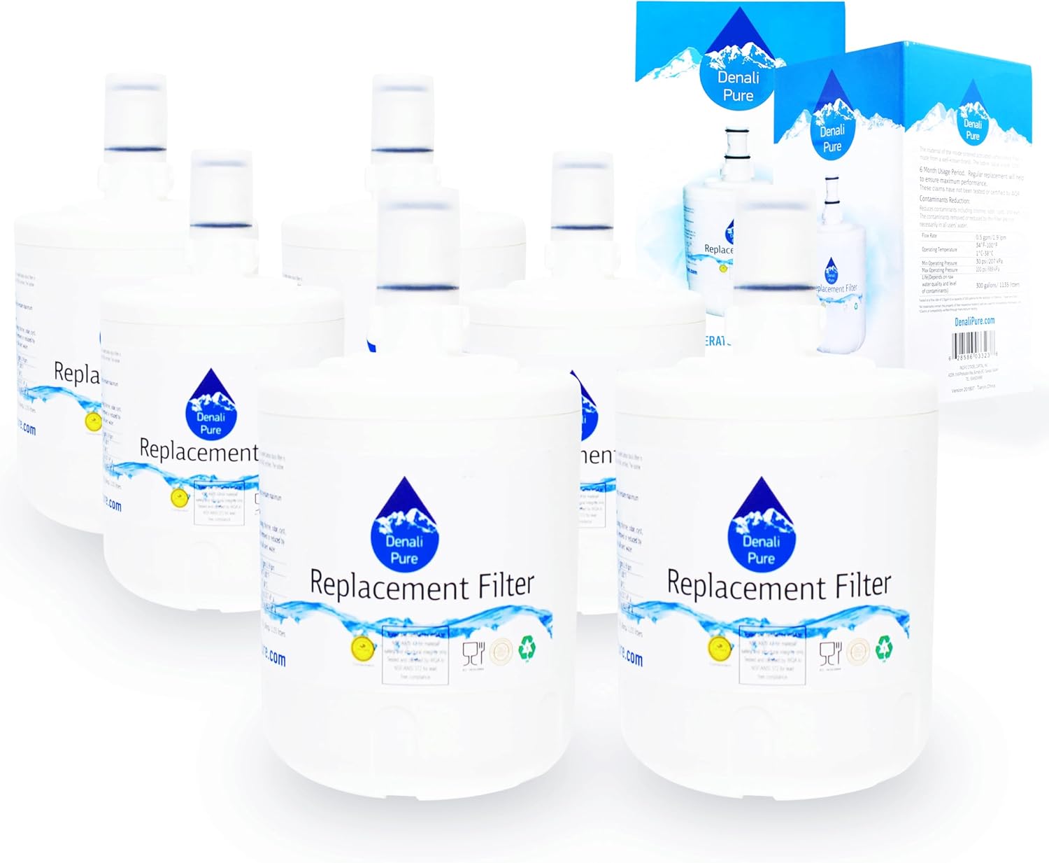 6-Pack Replacement for Whirlpool 8171413 Refrigerator Water Filter - Compatible with Whirlpool 8171413, 8171414 Fridge Water Filter Cartridge
