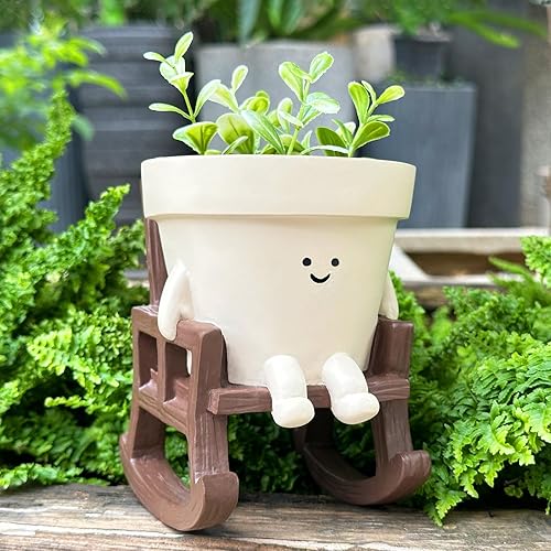 Smiley Face Planter Pot Small, Cute Resin Flower Head Planters