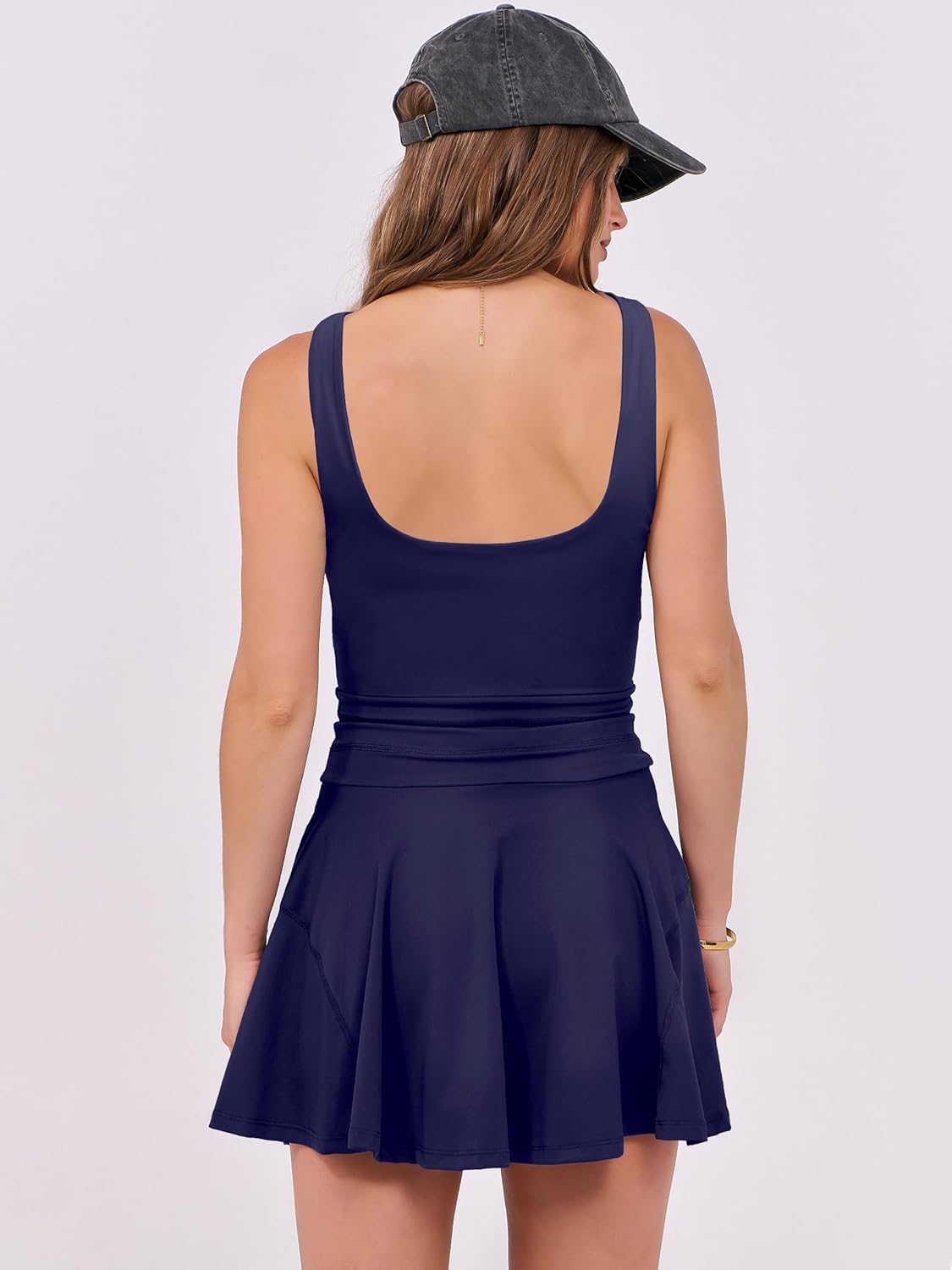 Caracilia Women's Tennis Mini Dresses 2026 Summer Sleeveless Built in Shorts Golf Athletic One Piece Active Romper Dress - Image 5