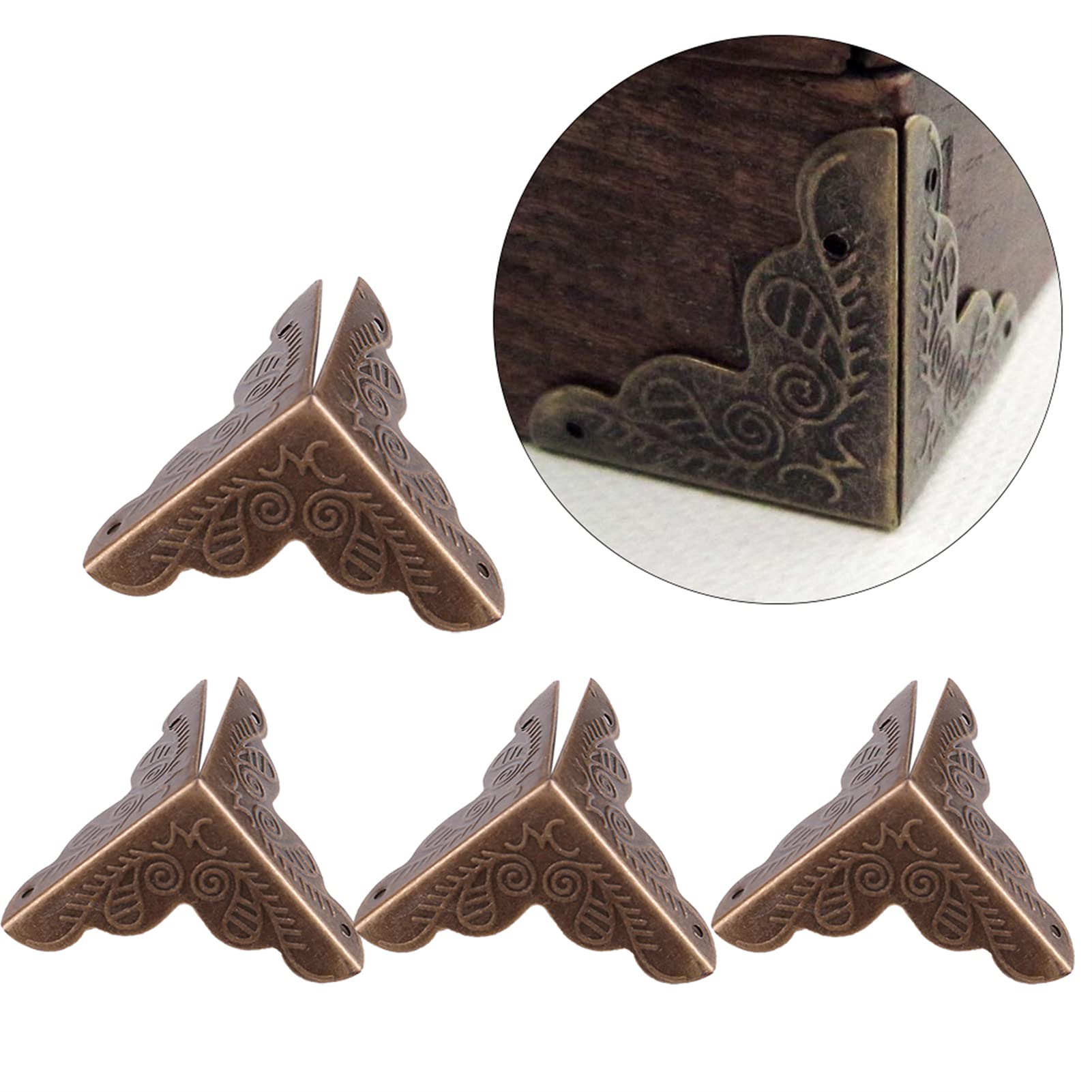 Angolari Metallo per Legno, Fydun 12 Pezzi Protezione Angolare Metallo Protezioni per Angoli in Ferro per Scatole Regalo Decorazioni Angolari per Tavolo, Casse di Legno, Scatola di Gioielli (Bronzo)