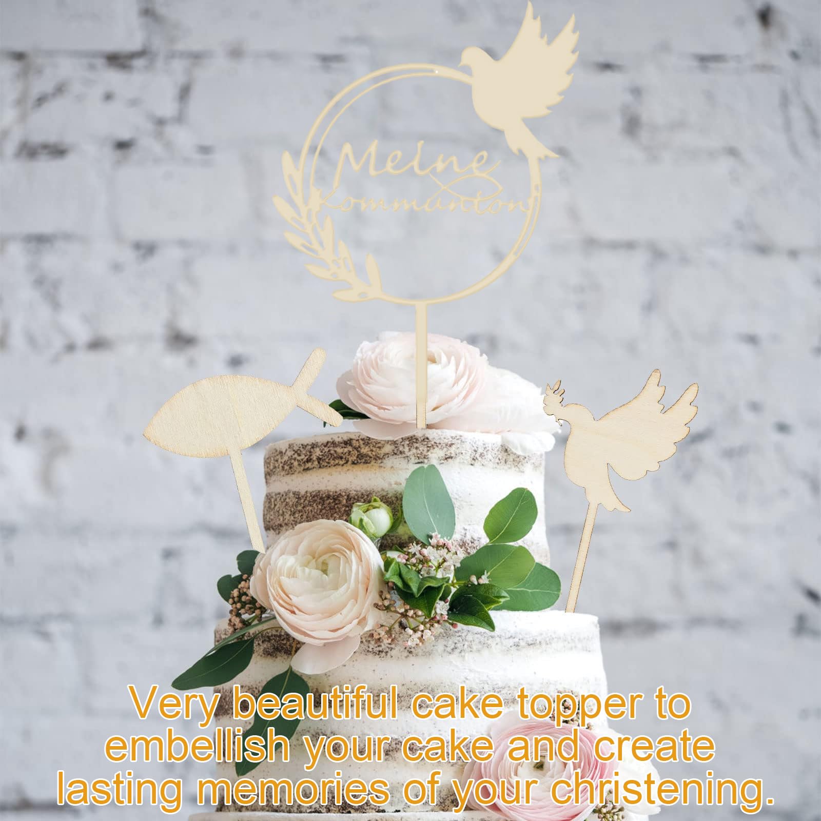 Cake Topper cresima in legno, decorazione torta comunione in legno, decorazione torta colomba pesce, decorazione festa per ragazzo ragazza, buona comunione (002
