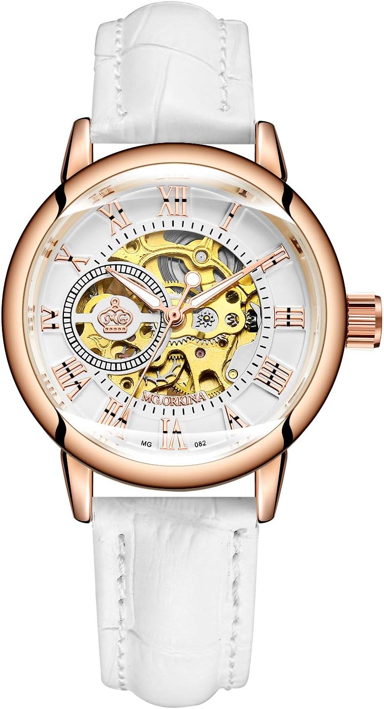 Wristwatch Women’ s Analog Roman Number Steampunk Skeleton Self-Wind Auto Mechanical Watch