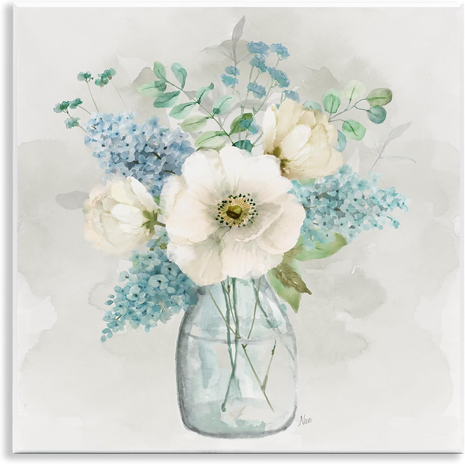 Stupell Industries 'White Geranium Bouquet Blossoming Flower Arrangement Vase', Wall Plaque Art, 12 x 12 Inches, Easy to Hang and Sturdy, Made in USA, by Sally Swatland