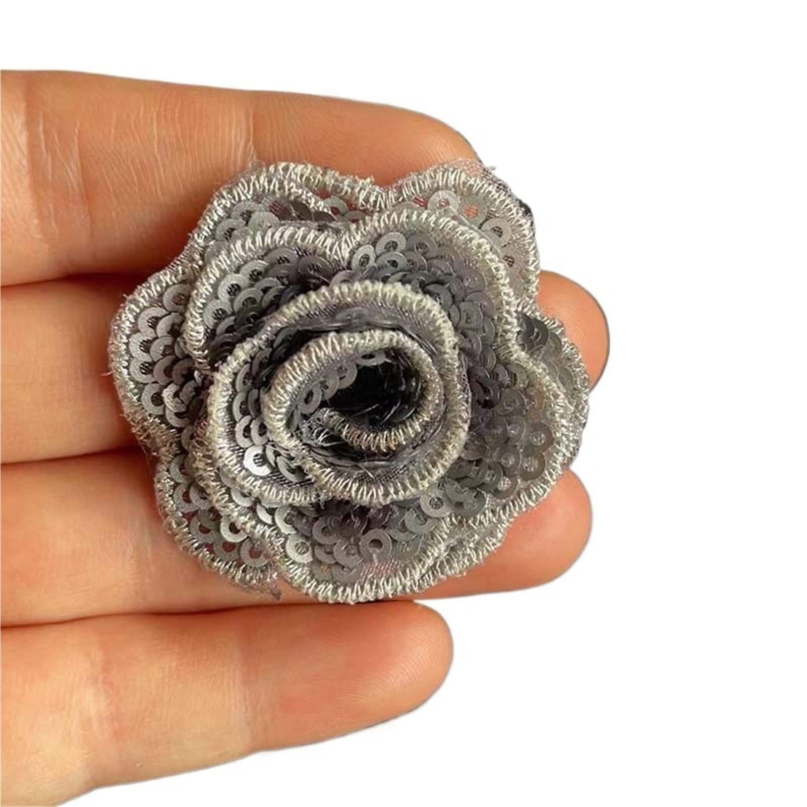 Wtaxbh Color 4 Iron On Patches 8Pcs/4Cm 3D Sequin Flowers Lace Appliques Sew On Patches,Small Rose Fabric Embroidery Sewing Supplies For Dress,Clothing,Shoe(Color 4)