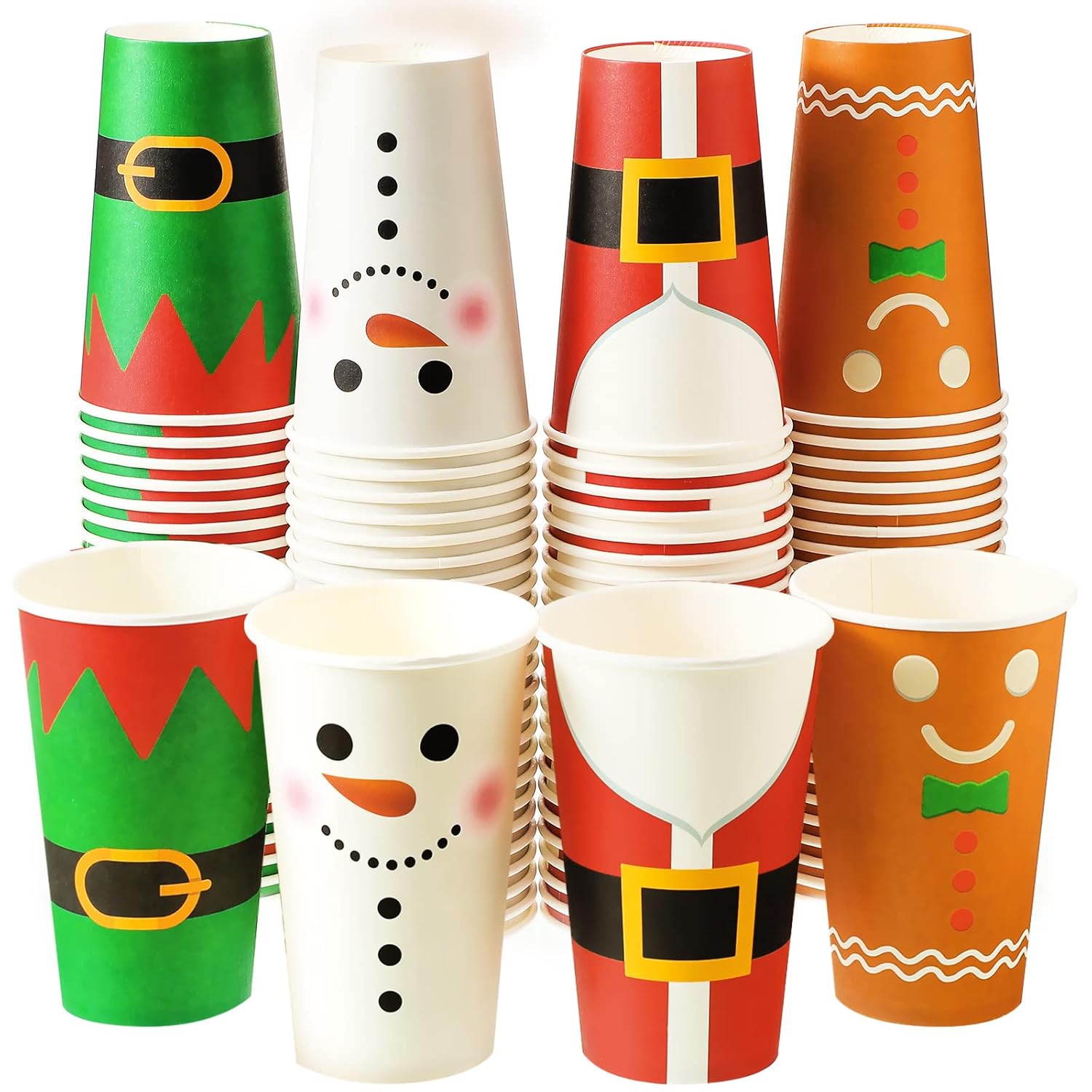 60 Pcs 16 oz Disposable Christmas Cups Christmas Paper Cups Disposable