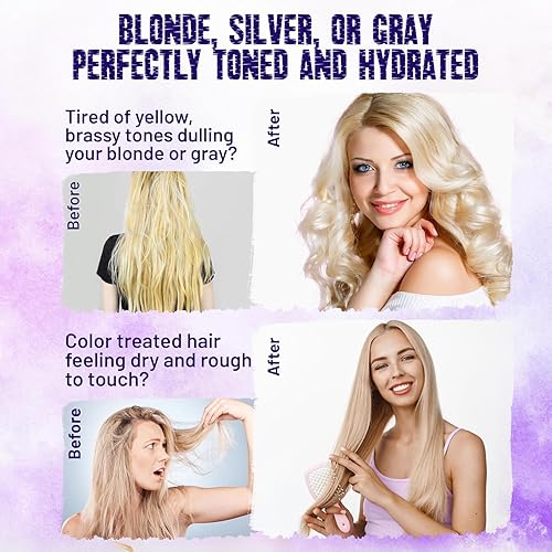 Miniatura 5 de Herbishh Juego de barra de champú y acondicionador morado  Cuidado del cabello tonificante para cabello rubio, plateado y gris  Neutraliza el