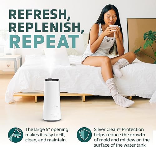 Miniatura 5 de PureGuardian Humidificador ultrasónico de niebla fría de 90 horas, 1.6 galones de llenado superior para habitaciones grandes con humidistato,