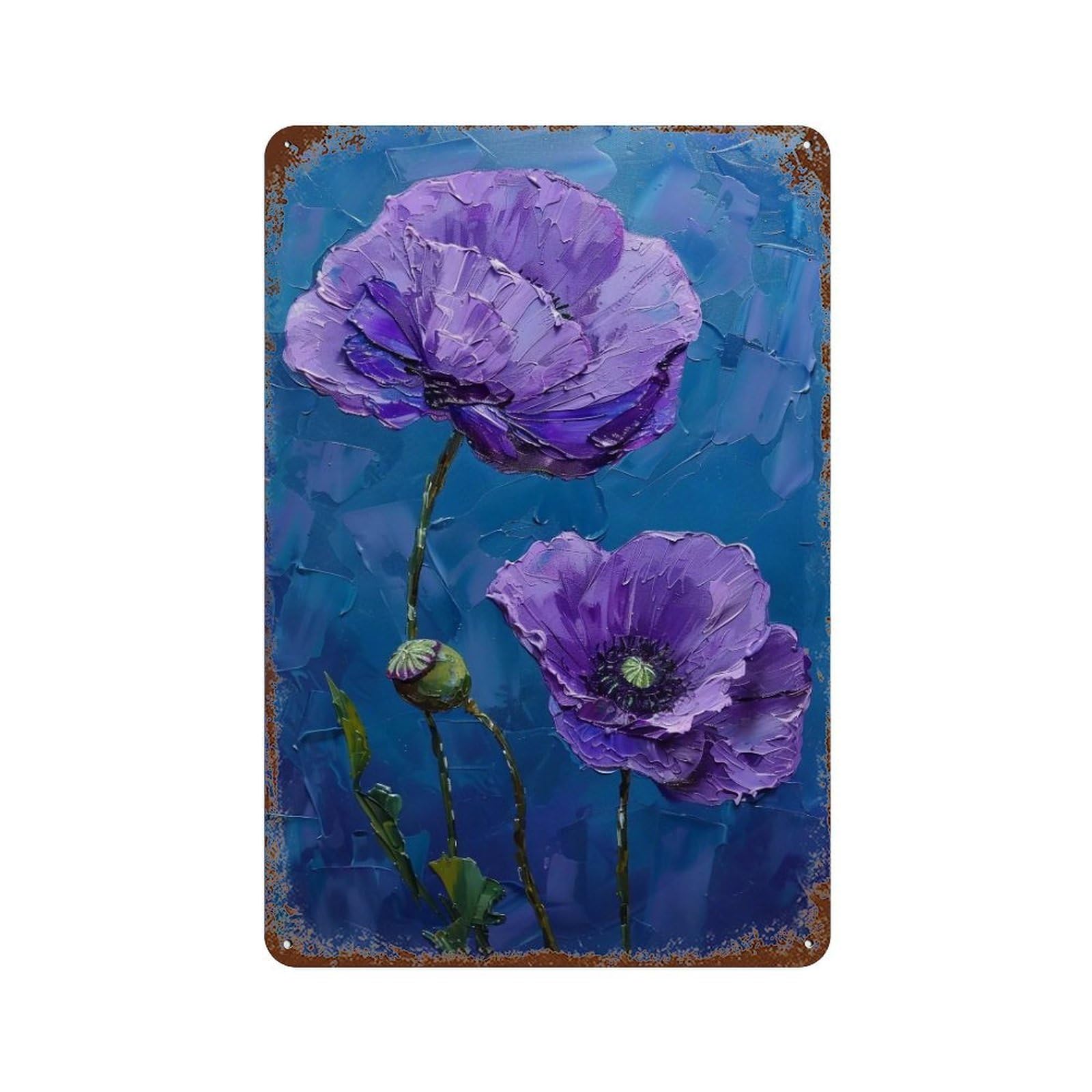 HDURYEYRYY Purple Flower 02 Wall Retro Iron Vintage Art Metal Tin Sign Poster Modern Home Cofffee Club Art Bar Shop Decor 30x20cm