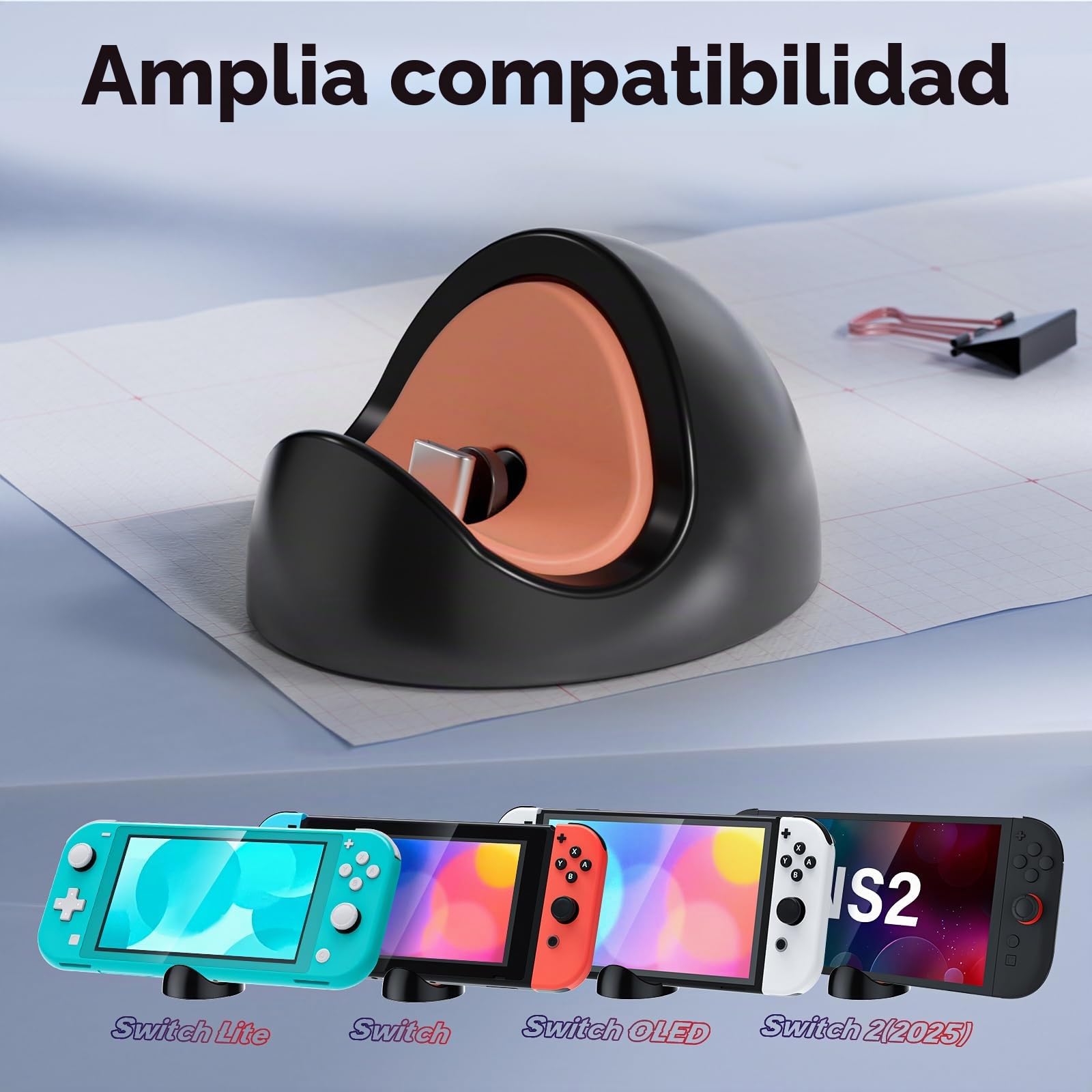 Base de carga Switch para Nintendo Switch 2/1/Lite/OLED | Estación de carga portátil, para viajes o al aire libre y hogar, no incluye cable