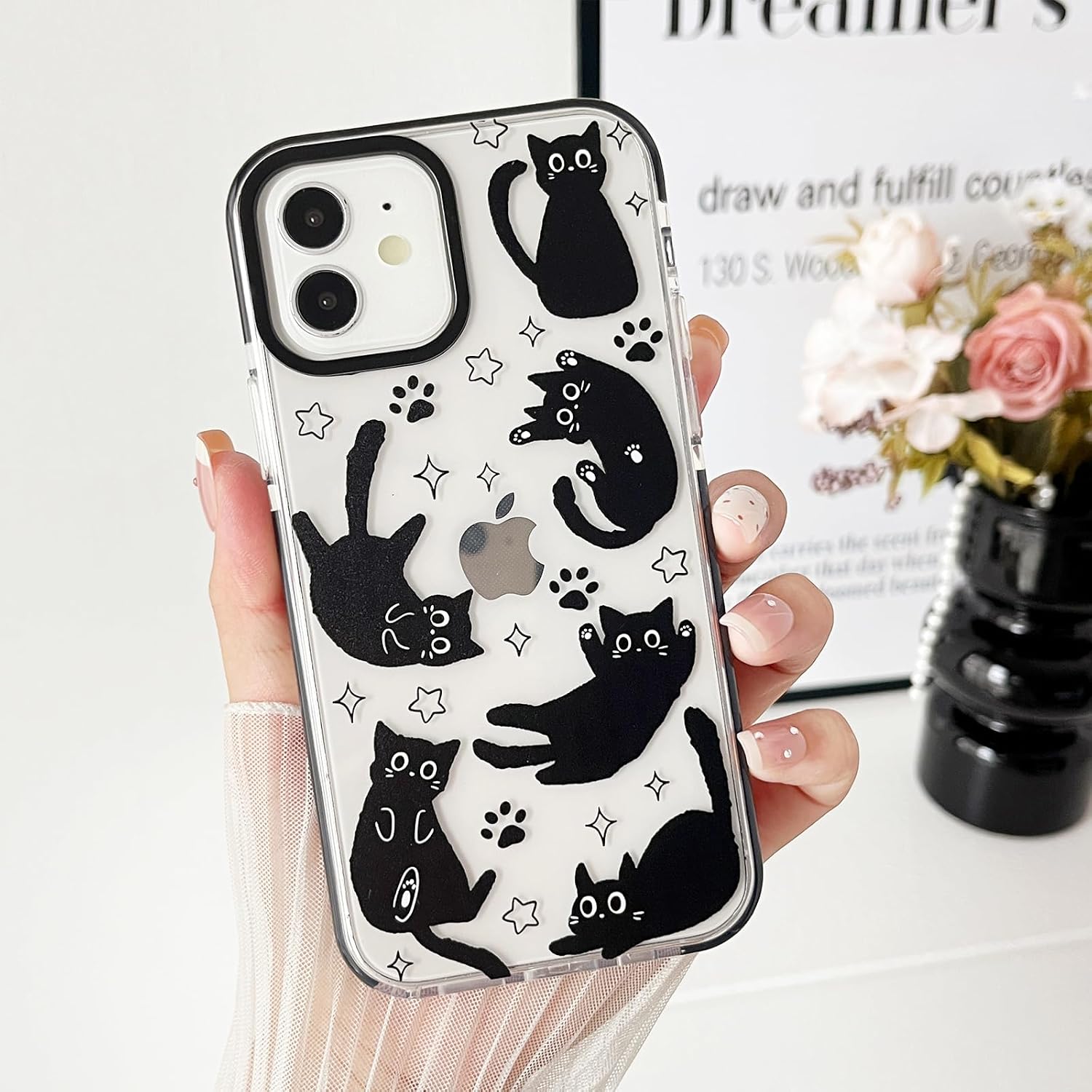 Compatible with iPhone 11 Case,Clear Cute Black Cat Pattern with Shockproof Slim Soft TPU Protective Phone Case for Women Designed for iPhone 11 6.1" image 4