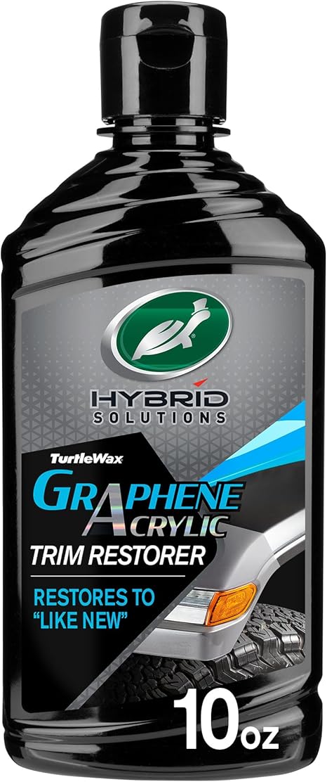 Turtle Wax Hybrid Solutions Graphene Acrylic Black Trim Restorer, Revives Exterior Car Plastic to Like New Condition, Won't Wash Off, Superior UV Protection, 10 fl oz