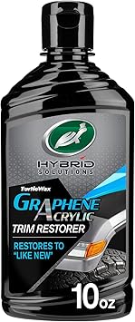 Turtle Wax Hybrid Solutions Graphene Acrylic Black Trim Restorer, Revives Exterior Car Plastic to Like New Condition, Won't Wash Off, Superior UV Protection, 10 fl oz