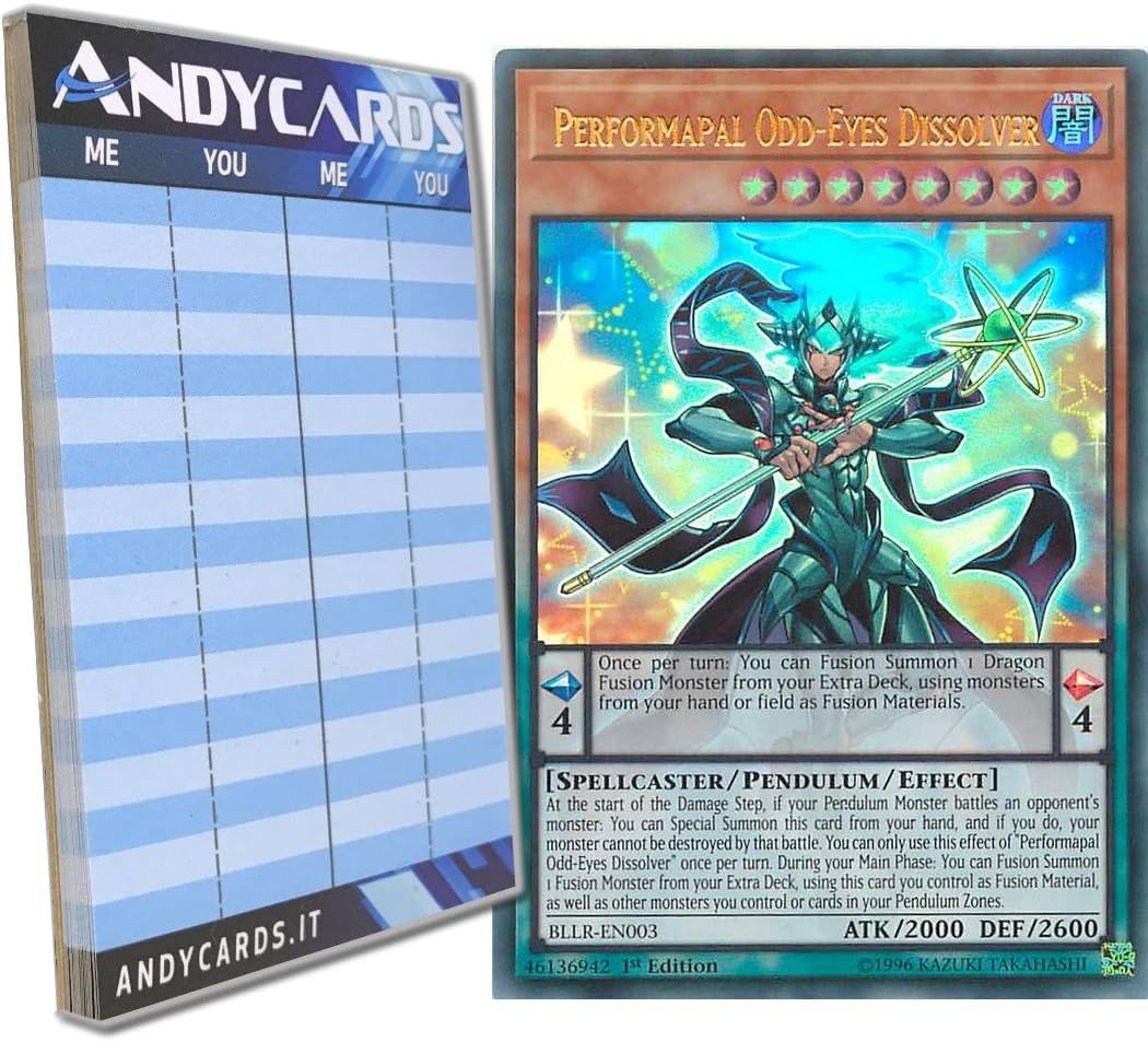 Yu-Gi-Oh! - PERFORMAPAL ODD-EYES DISSOLVER - Ultra Rare BLLR-EN003 in ENGLISH + Andycards Scorepad