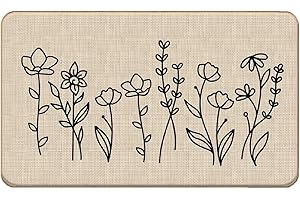 Farmhouse Rustic Indoor Door Mat with Charming Wildflower Floral Design
