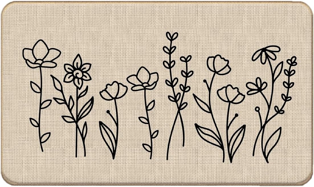 Lacosu Farmhouse Rustic Wildflower Flower Floral Door Mat Doormat,17″X30″ Decorative Home Indoor Outdoor Patio Entry Front Door Mat,Floral Welcome Mat Decor,Flower Lover Gifts for Women Girls