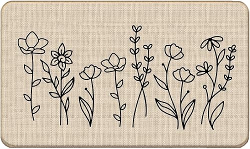 Tapete rústico con flores silvestres y flores, 17 x 30 pulgadas, decorativo para el hogar, interior, exterior, patio, entrada, entrada, decoración