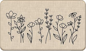 Farmhouse Rustic Wildflower Flower Floral Door Mat Doormat,17"X30" Decorative Home Indoor Outdoor Patio Entry Front Door Mat,Floral Welcome Mat Decor,Flower Lover Gifts for Women Girls