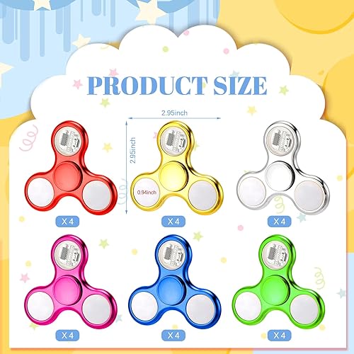 Miniatura 2 de Woanger Paquete de 24 juguetes giratorios iluminados a granel, regalos de fiesta LED, spinner de mano que brilla en la oscuridad, suministros de