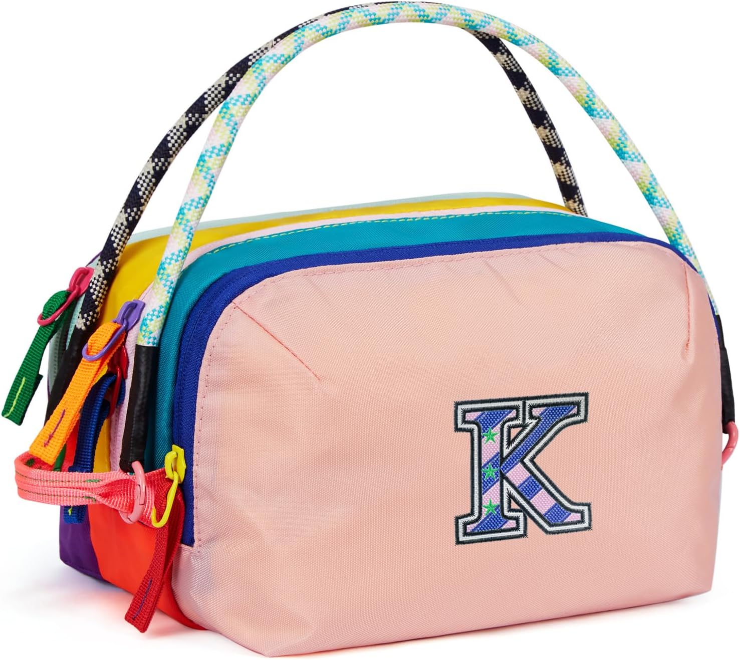 COSHAYSOO Initial Toiletry Bag Makeup Organizer for Women Teens Letter K