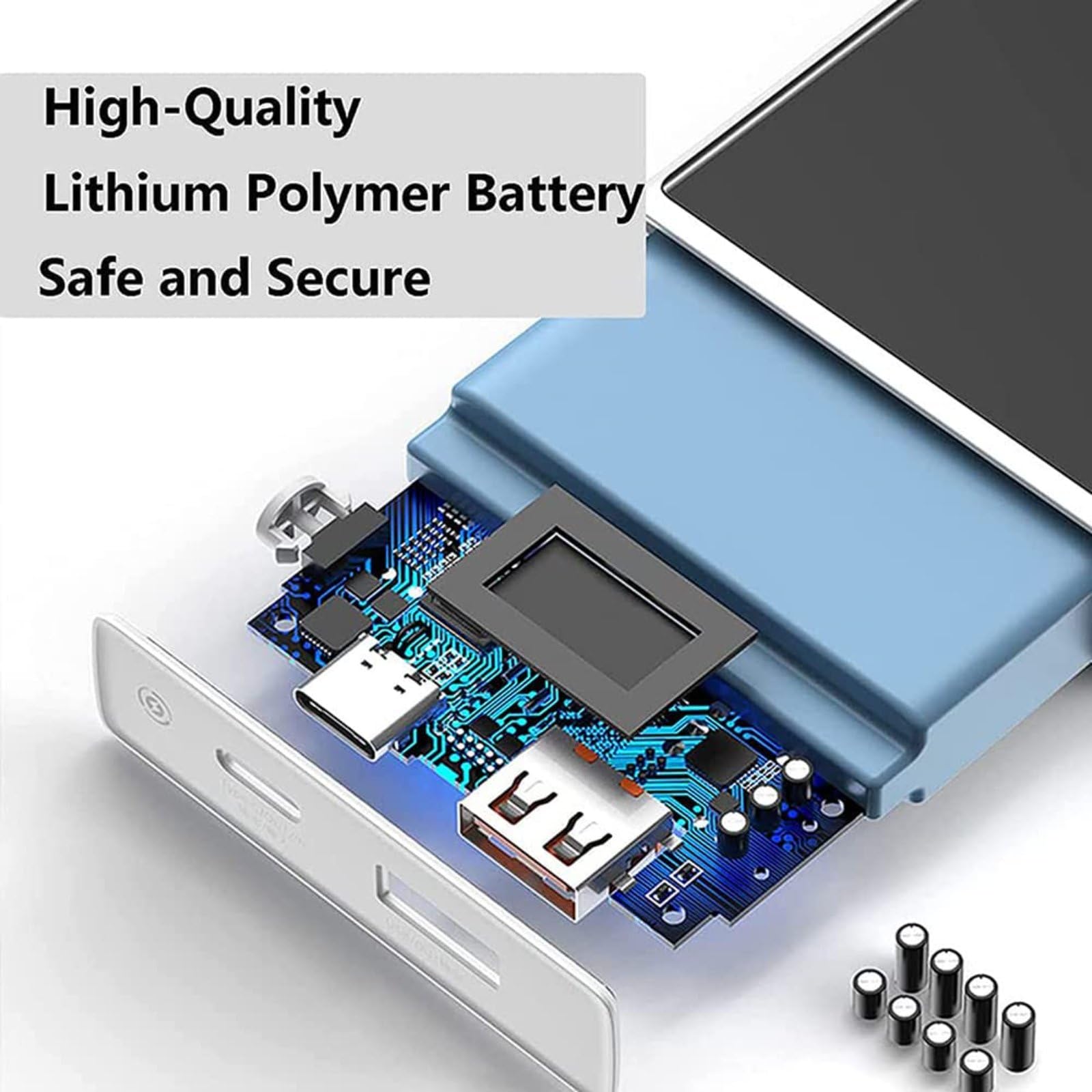 Móvil Portátil Batería Externa Cargador Portátil De 65W 50000Mah Power Bank, PD 20W QC3.0 Power Bank De Carga Rápida Batería Externa con Pantalla LED, Cargador De Energía De Emergencia para
