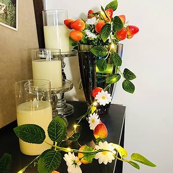 Amazon.co.jp: 人工ストロベリーフラワー つる LEDストリング