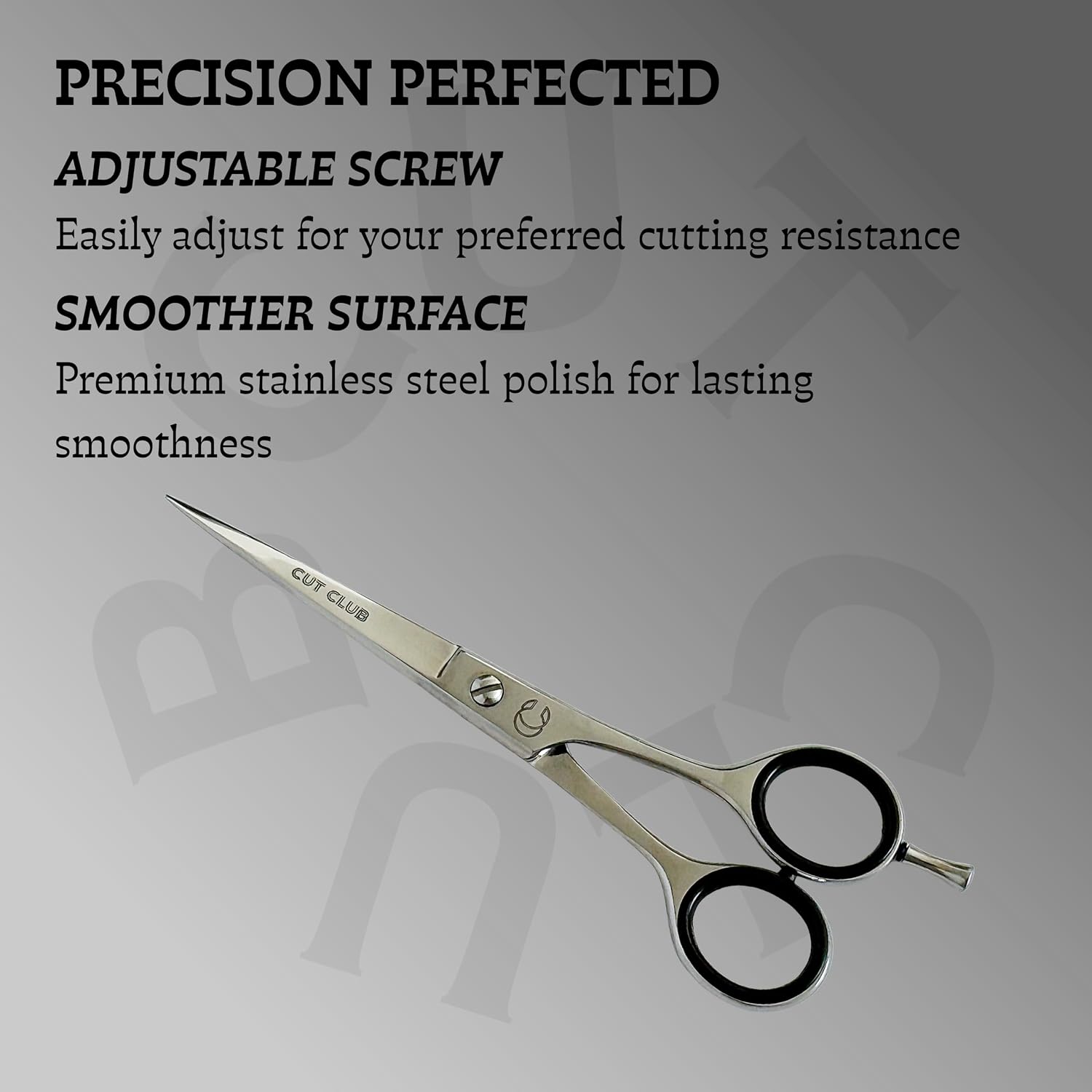 Professional Hair Cutting Scissors, 6.5 Inch Stainless Steel Barber Shears with Adjustable Screw, Round Tips, Black Matte Finish, Includes Leather Pouch and Finger Rings (Silver)