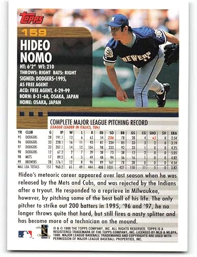 Miniatura 2 de 2000 TOPPS #159 HIDEO NOMO NMMT BREWERS