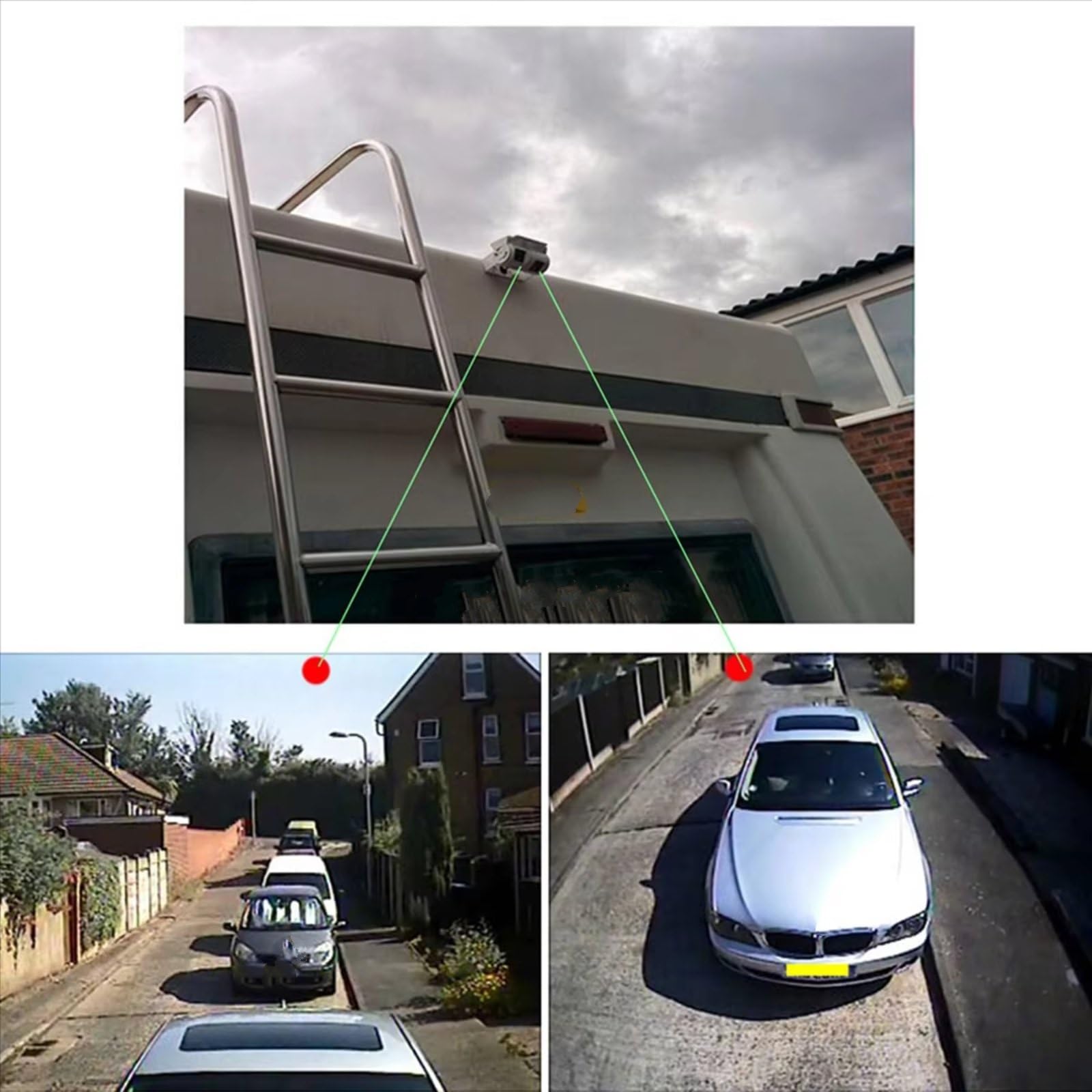 Telecamera Retromarcia Per RCA Telecamera Retromarcia Doppia Lente Bianca Auto Camper Camion Angolo Regolabile