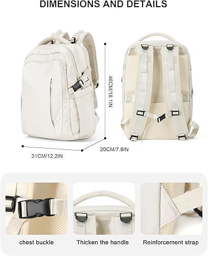 Miniatura 4 de Mochila de viaje para mujer aprobada por aerolíneas,Mochila grande para laptop para hombres,Mochila de equipaje aprobada para vuelos, beige
