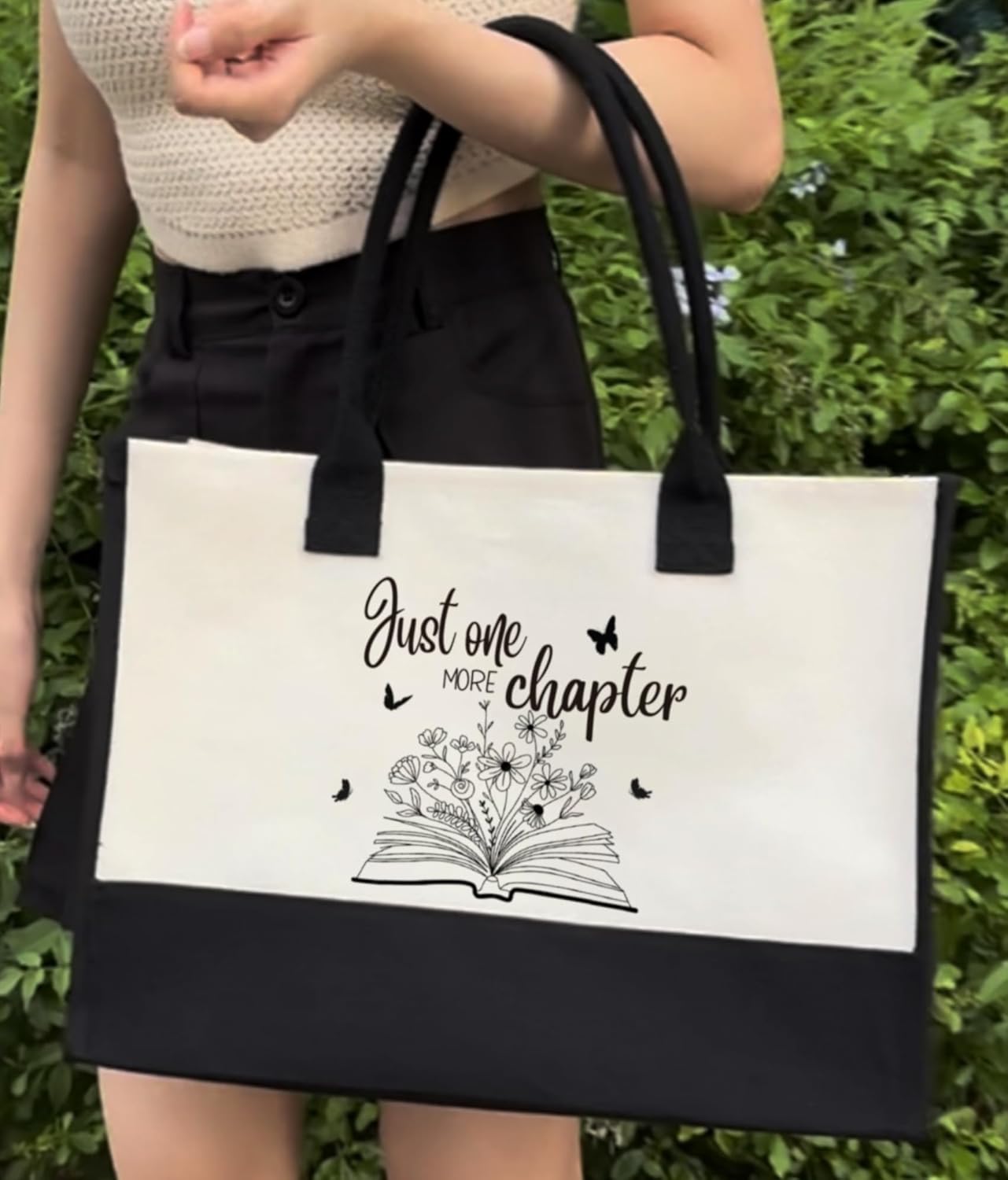 Aesthetic Canvas Tote Bag for Women, Shoulder Bag Gifts for Friends Bestie, 12x17 inch - Image 6