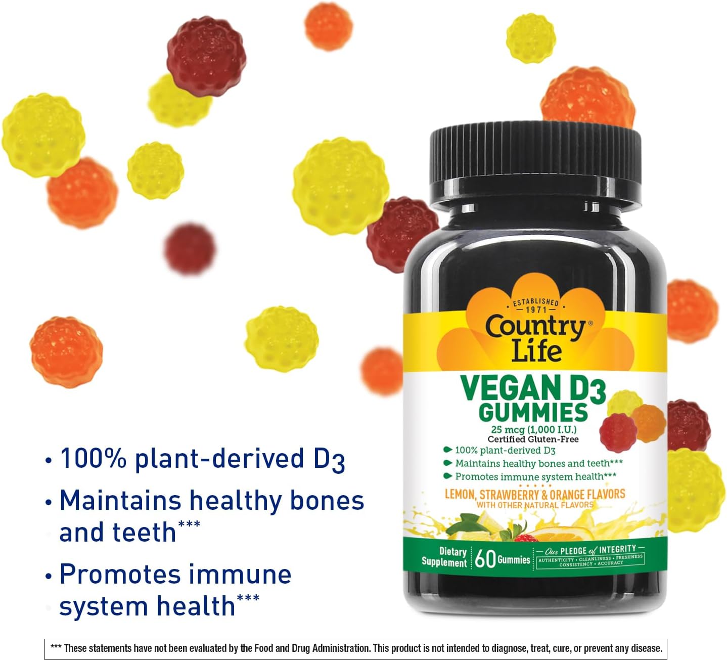 COUNTRY LIFE Vegan D3 Gummies, 60 Count
