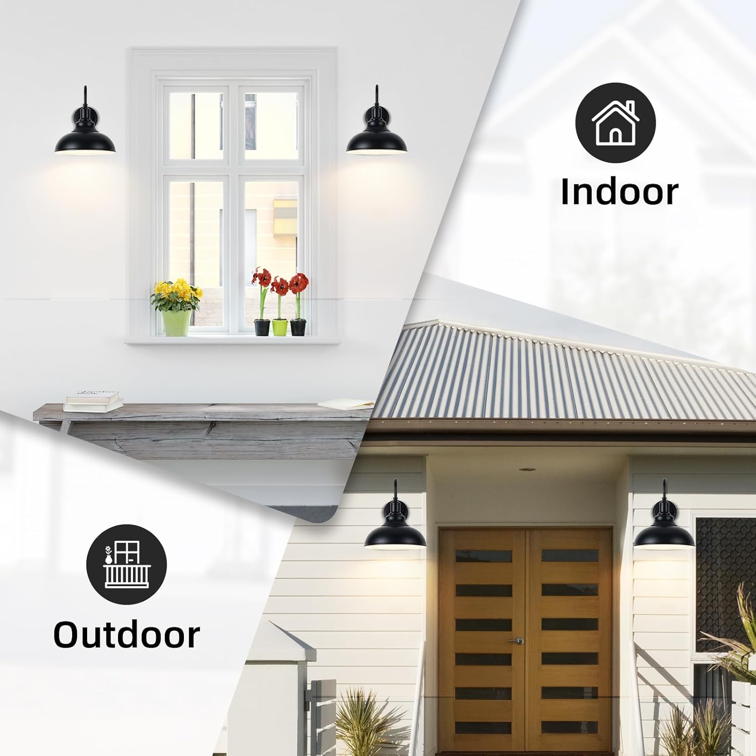 2 Pack Outdoor Wall Lights 12 inch Exterior Barn Wall Sconce Fixture Wall Mount Lantern Waterproof Black Wall Lamps Lumiere Outside Porch Lights House Garage Doorway Patio Front Door Entryway