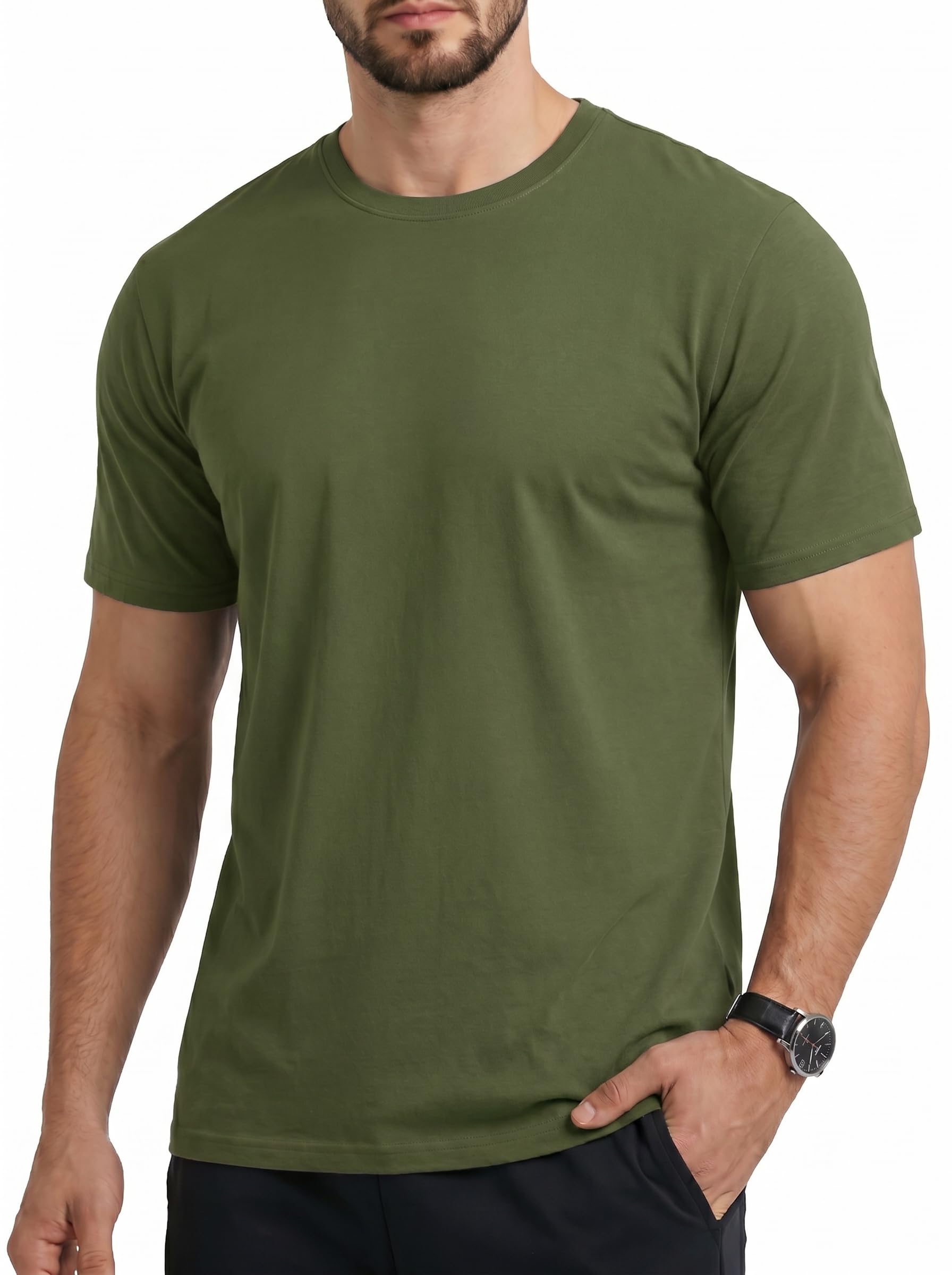 Cavva UV Shirt Herren Sommer Kurzarm T Shirt UPF50+ Rundhals Funktionsshirt Bambus Freizeit Atmungsaktiv Oberteil