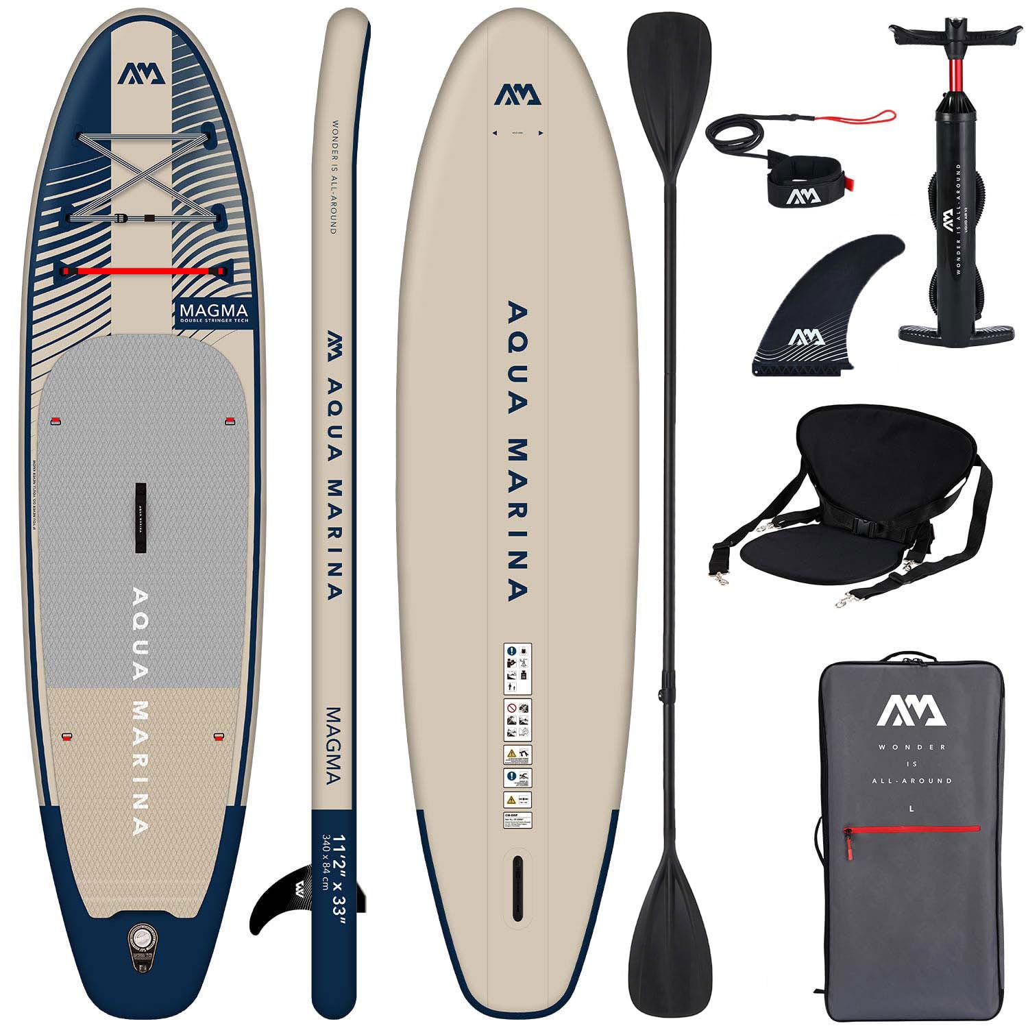 SUP Aqua Marina Magma 340 x 84 x 15 cm nadmuchiwana deska surfingowa dla początkujących i zaawansowanych z akcesoriami