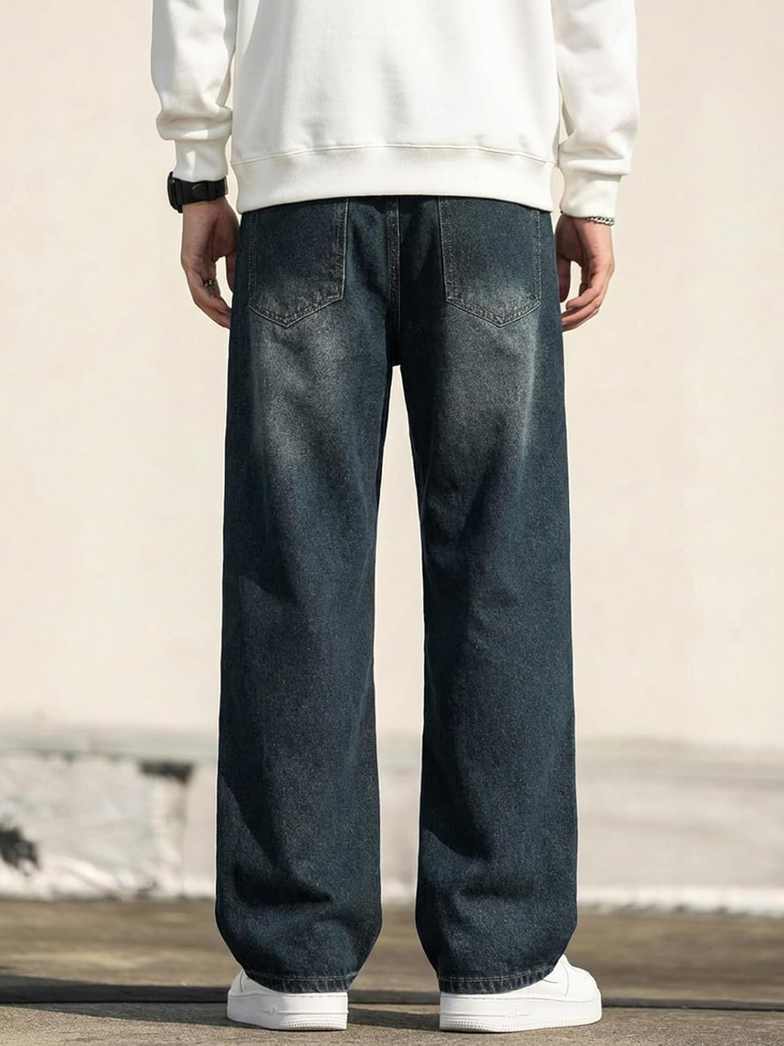 EMMIOL Men's Baggy Jeans, Y2K Straight Leg Denim Pants, Loose Fit Skater Ripped Vintage Relaxed Long Streetwear - Image 4