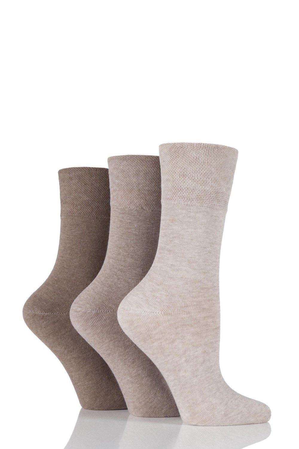Sockshop Women's Grey 6 Pairs Diabetic Gentle Grip Socks 4-8Uk 37-42Eur Natural Mix