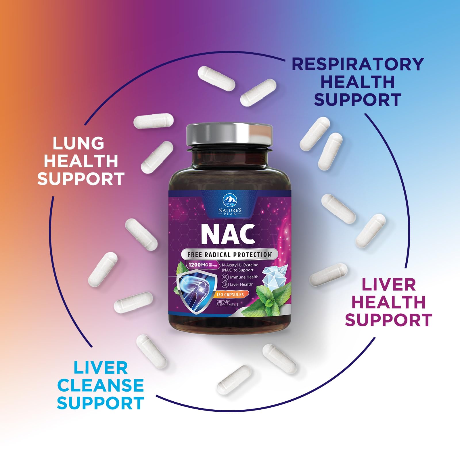 N-Acetyl-L-Cysteine (NAC) Supplement - 1200mg Free-Form NAC - Powerful Antioxidant Fights Free-Radicals - Daily Immune, Liver & Respiratory Support - Vegan, Gluten Free, Bottled in USA - 120 Capsules — Amazon image 5