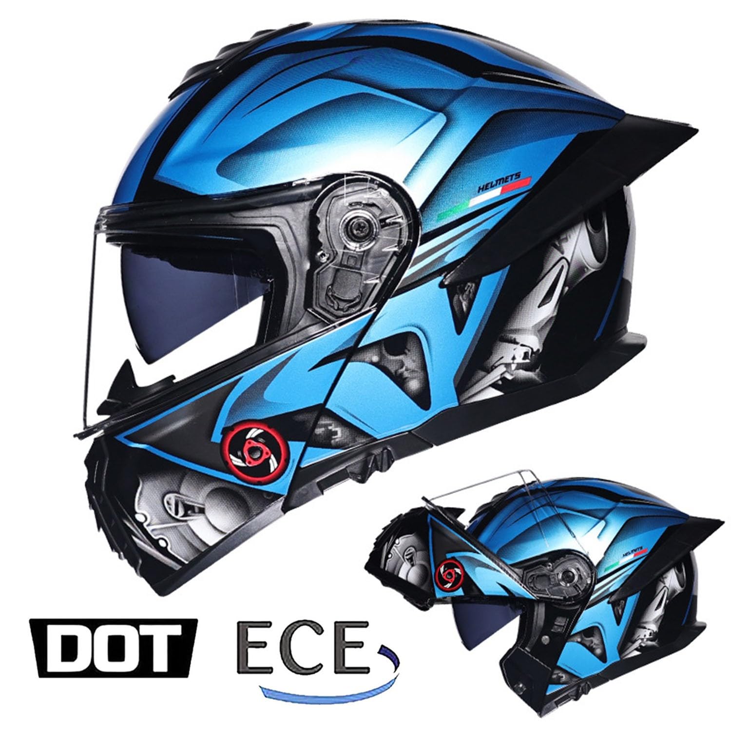 Integrierter Motorrad Klapphelm DOTECE Zertifiziert Modularer Integralhelme Motorrad Schutzhelm Mit Doppelvisier Roller Helm Motocross Helm Für Männer Und Frauen