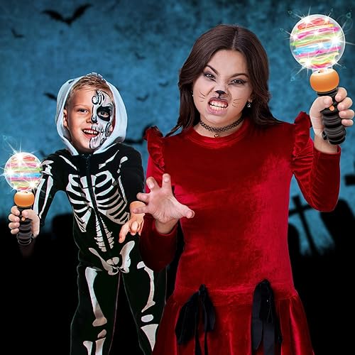 Miniatura 6 de ArtCreativity Juguete de varita mágica de calabaza de Halloween con sonido, Jack-O-Lantern, juguetes iluminados para niños, con efectos de luz, giro