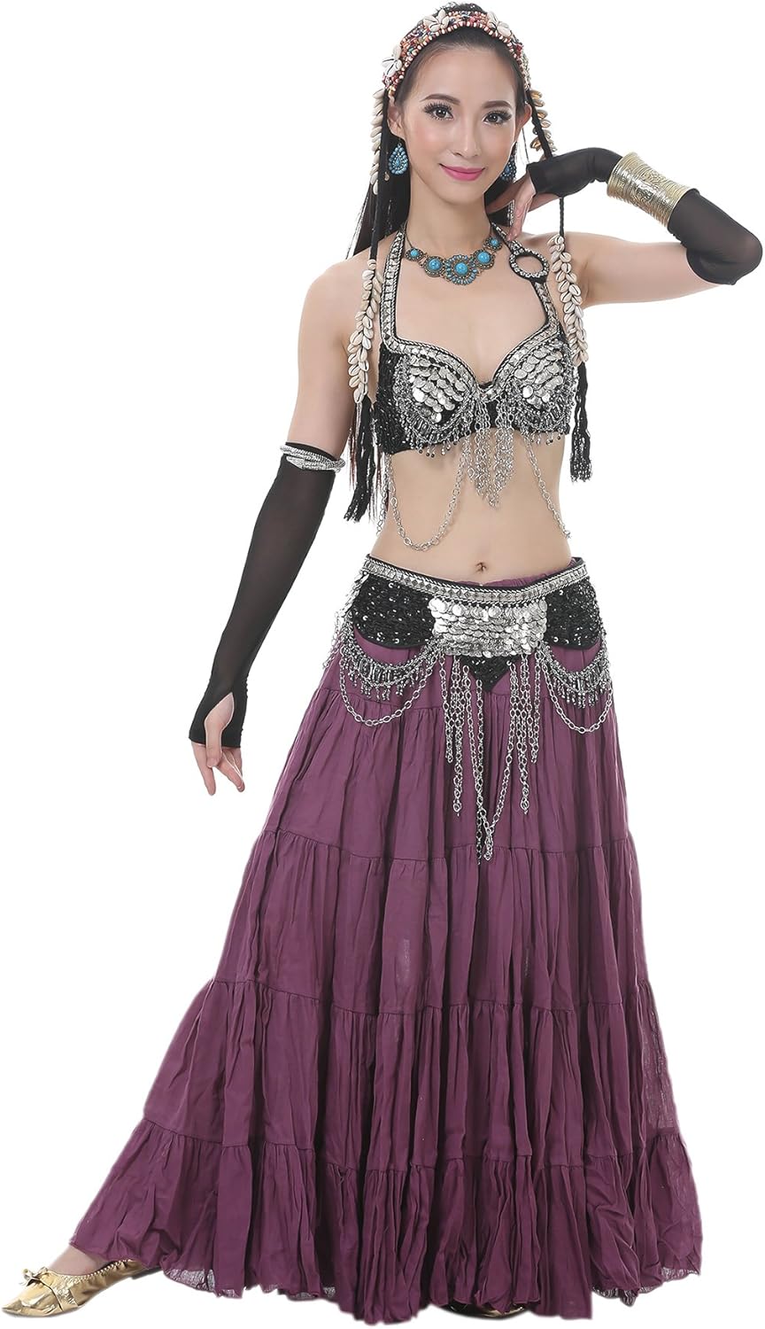 Astage Woman Belly Dance Full Circle Maxi Trible Skirts Linen Bohe Dress