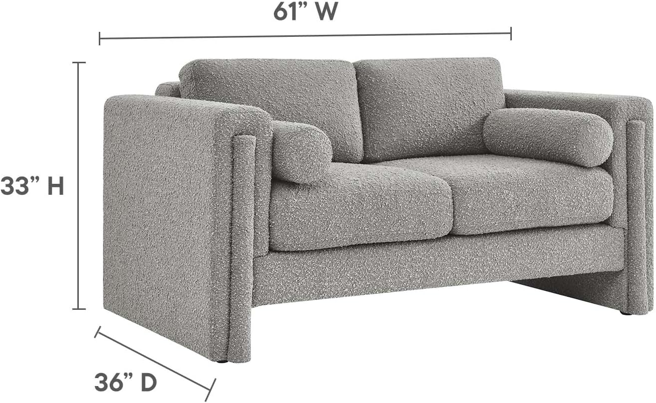 Modway EEI-6376-LGR Visible Boucle Fabric Loveseat, Light Gray